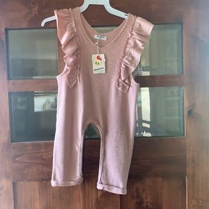 Girls 4/5 pink ribbed ruffle jumpsuit
